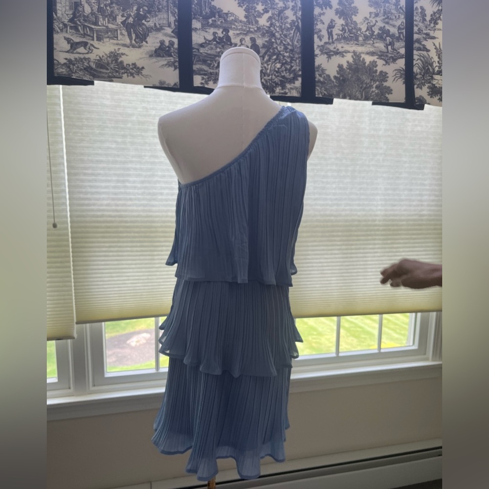 Blue One-Shoulder Ruffled Tiered Sundress - Picture 4 of 7